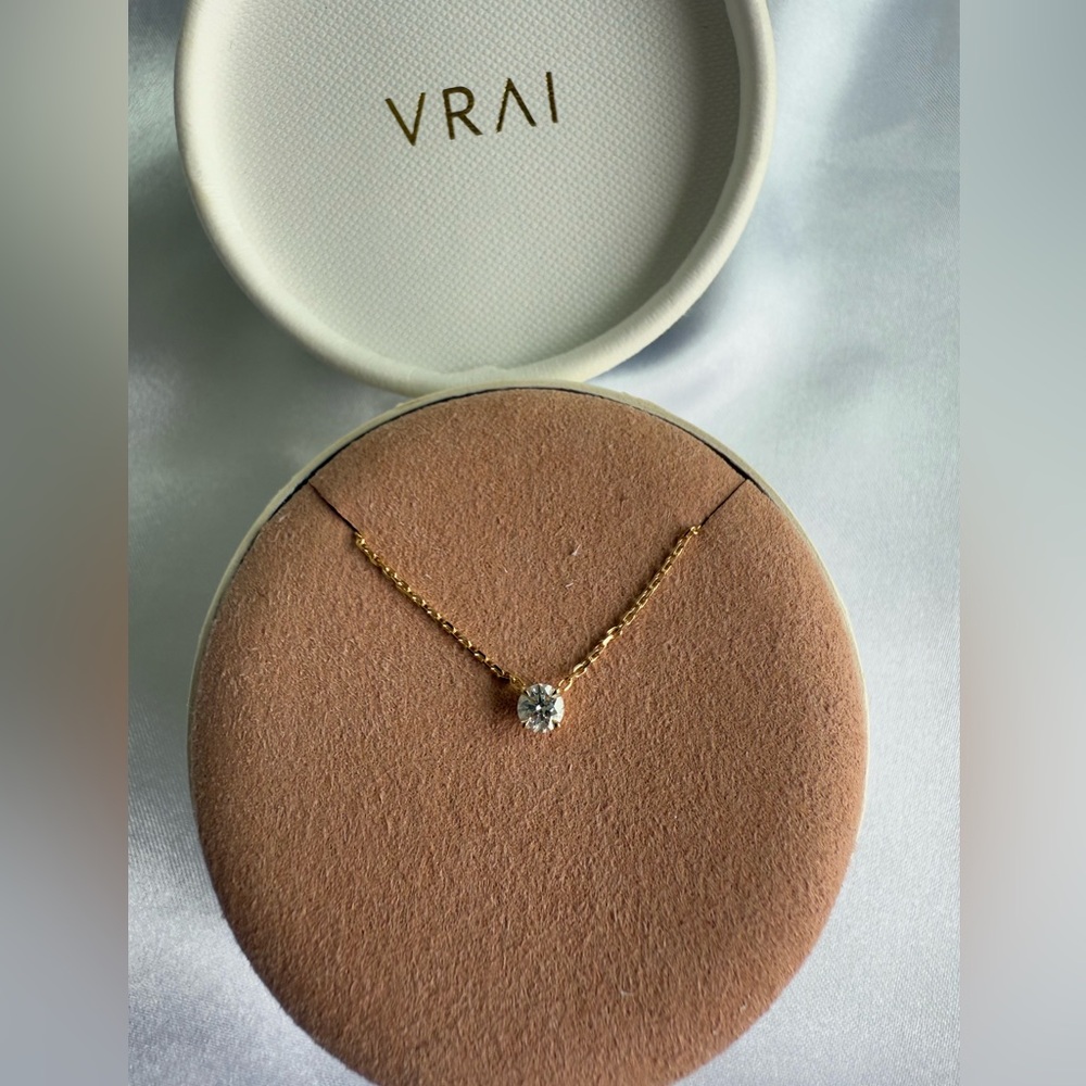 0.25ct 14K Solid Yellow Gold Diamond Solitaire Necklace from Vrai & Oro